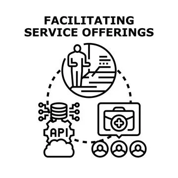 Facilitating service offerings to customers via api 스톡 일러스트