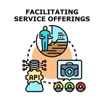 Facilitating service offerings to customers via api Stockillustratie