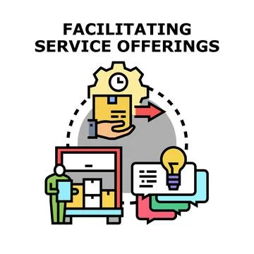 Facilitating service offerings process flow illustration Stock Illustration