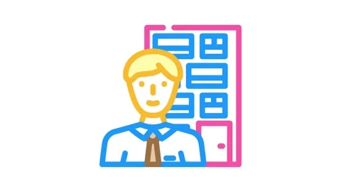 Facilities manager repair worker color icon animation Video stock 327270775