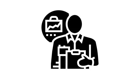 Facilities manager repair worker glyph icon animation Video stock 326157974