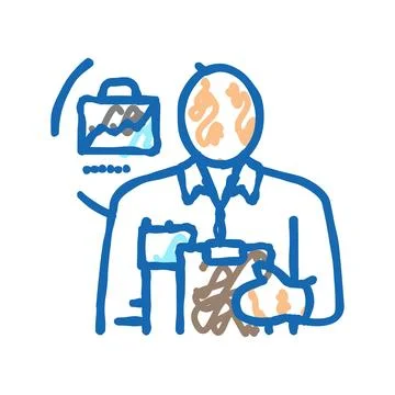 Facilities manager repair worker icon doodle illustration Stock Illustration