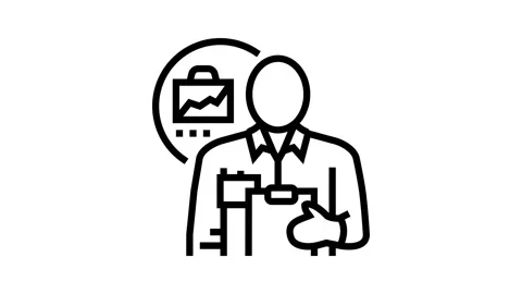 Facilities manager repair worker line icon animation Video stock 326136259