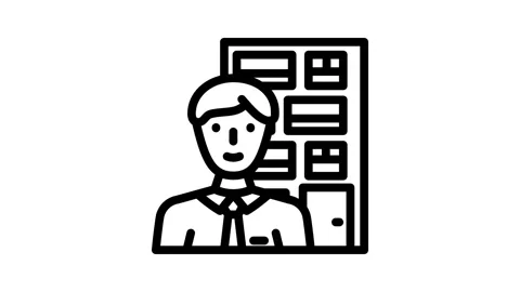 Facilities manager repair worker line icon animation Video stock 326765152