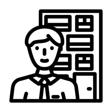 Facilities manager repair worker line icon vector illustration Stock Illustration