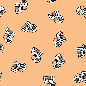 Facilities manager repair worker vector seamless pattern Stock Illustration