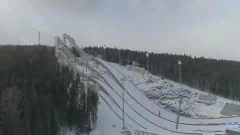 Facilities for ski jumping. Springboard Video stock 88088621