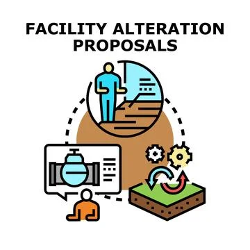 Facility alteration proposals planning and optimization process Stock Illustration