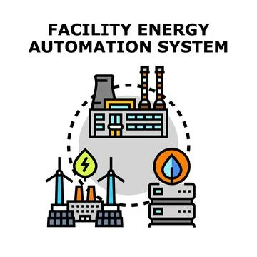 Facility energy automation system controlling sustainable production Stock Illustration