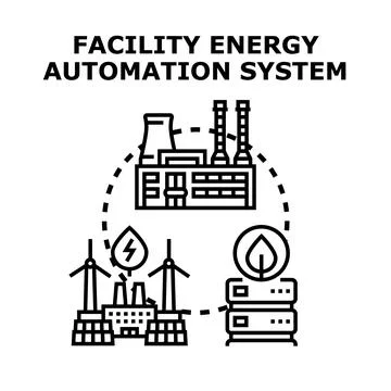 Facility energy automation system controlling sustainable production Stock Illustration