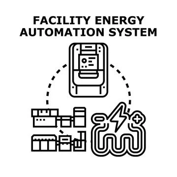 Facility energy automation system controlling consumption Stock Illustration