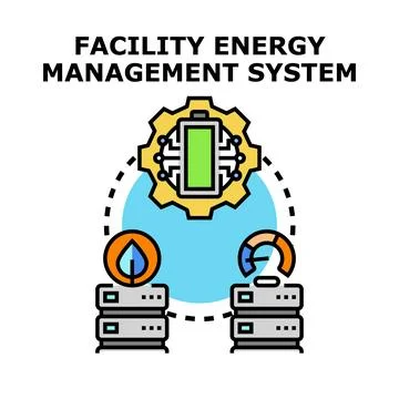 Facility energy management system optimizing consumption Stock Illustration