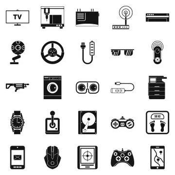 Facility icons set, simple style Stock Illustration