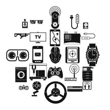 Facility icons set, simple style Stock Illustration