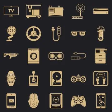 Facility icons set, simple style Stock Illustration