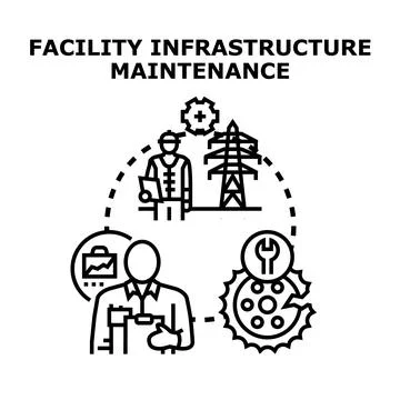 Facility infrastructure maintenance engineering planning and repair Stock Illustration
