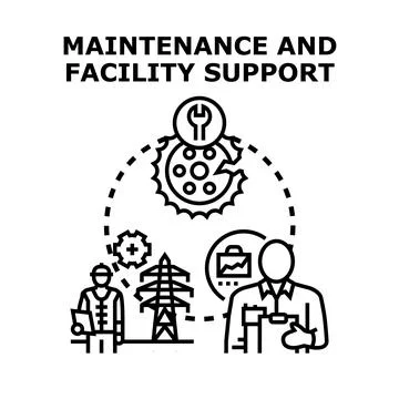 Facility maintenance and engineering support operation concept Stock Illustration
