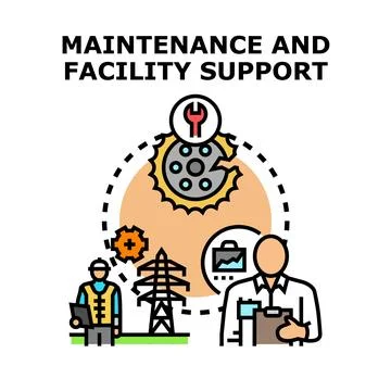 Facility maintenance and engineering support operation concept Stock Illustration