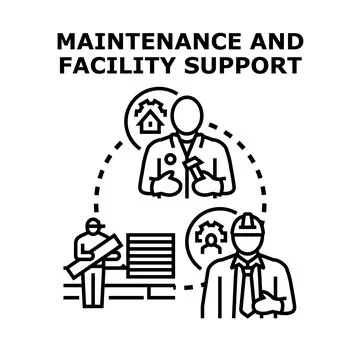Facility maintenance and property support services working concept 스톡 일러스트