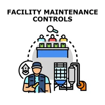Facility maintenance controls managing industrial operations concept Stock Illustration
