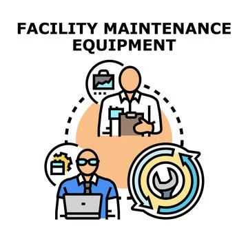 Facility maintenance equipment team workflow process Stock Illustration