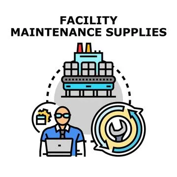 Facility maintenance operations and supplies management concept Stock Illustration