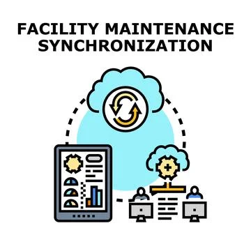 Facility maintenance synchronization system with cloud technology Stock Illustration