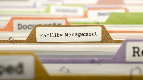 Facility Management Concept. Folders in Catalog Stock Illustration