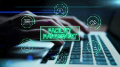 Facility Management Interface Concept. A programmer types on a laptop Stock-Footage 319351527