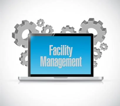 Facility management laptop computer sign Illustrazione stock