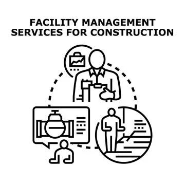 Facility management services for building construction works Stock Illustration