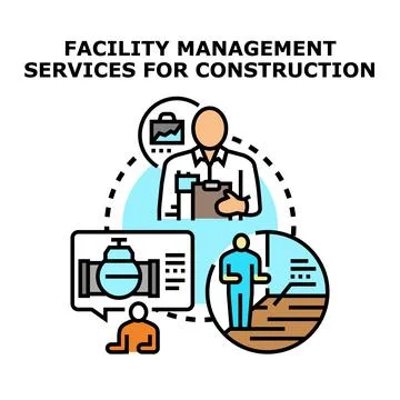 Facility management services for building construction works Stock Illustration