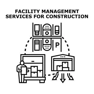 Facility management services for construction site logistics Illustrazione stock