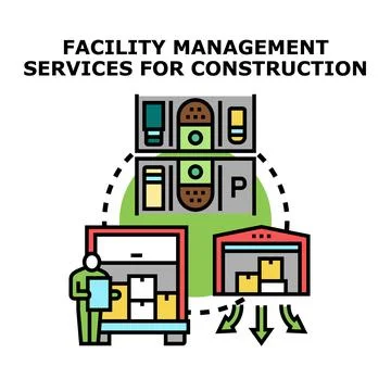 Facility management services for construction site logistics Stock Illustration
