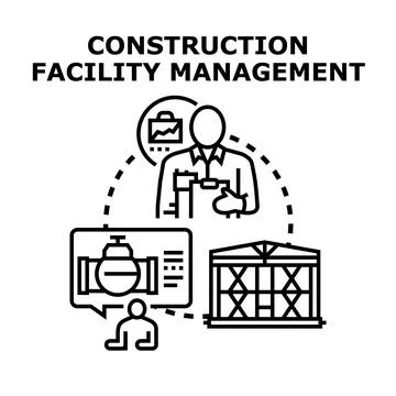 Facility management team analyzing construction project operations Stock Illustration