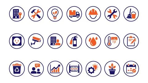 Facility management vectors property maintenance service 21 Icons Stock Illustration