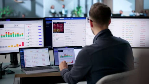 Facility Manager Tracking Maintenance Requests On Laptop Stock Footage 341014502