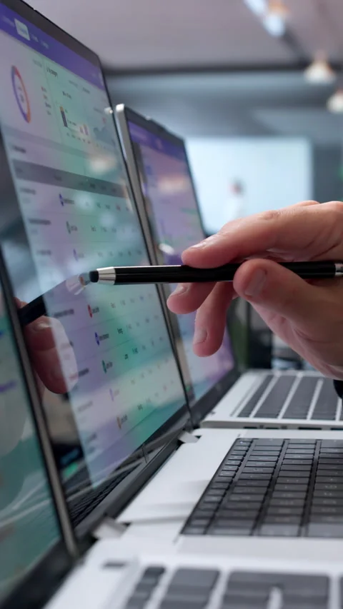 Facility Manager Uses Laptop Stock Footage 339892702