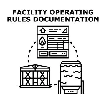 Facility operating rules documentation concept details management and control Stock Illustration