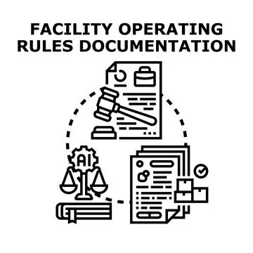 Facility operating rules documentation concept vector illustration 库存插图