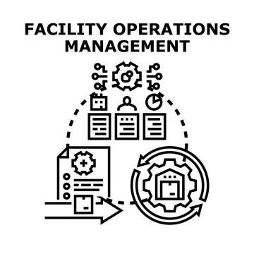 Facility operations management process illustrating logistics and workflow Illustration
