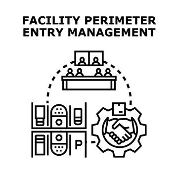 Facility perimeter entry management concept Stock Illustration