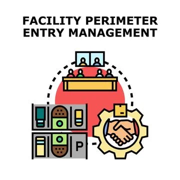 Facility perimeter entry management concept Stock Illustration