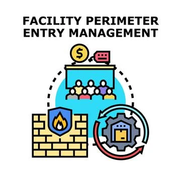 Facility perimeter security management process concept Stock Illustration