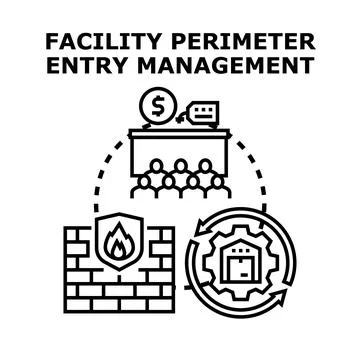 Facility perimeter security management process concept Stock Illustration