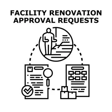 Facility renovation approval requests process and documentation 스톡 일러스트