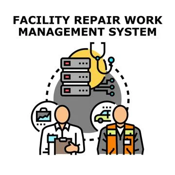 Facility repair work management system concept vector Illustrazione stock