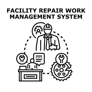 Facility repair work management system workflow Stock Illustration