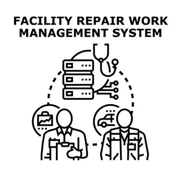 Facility repair work management system concept vector Stock Illustration