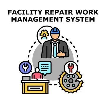 Facility repair work management system workflow Stock Illustration
